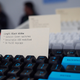Keyboards at the Facebook meet up, meticulously labeled. (Image: Alex Cranz/Gizmodo)